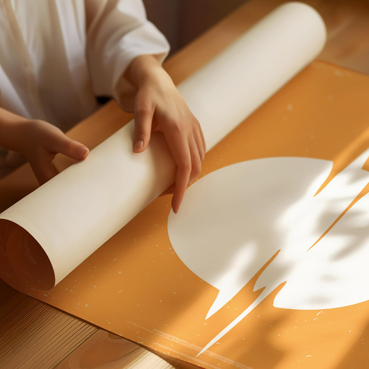 Kunstposter mit gelbem Sonnenuntergang