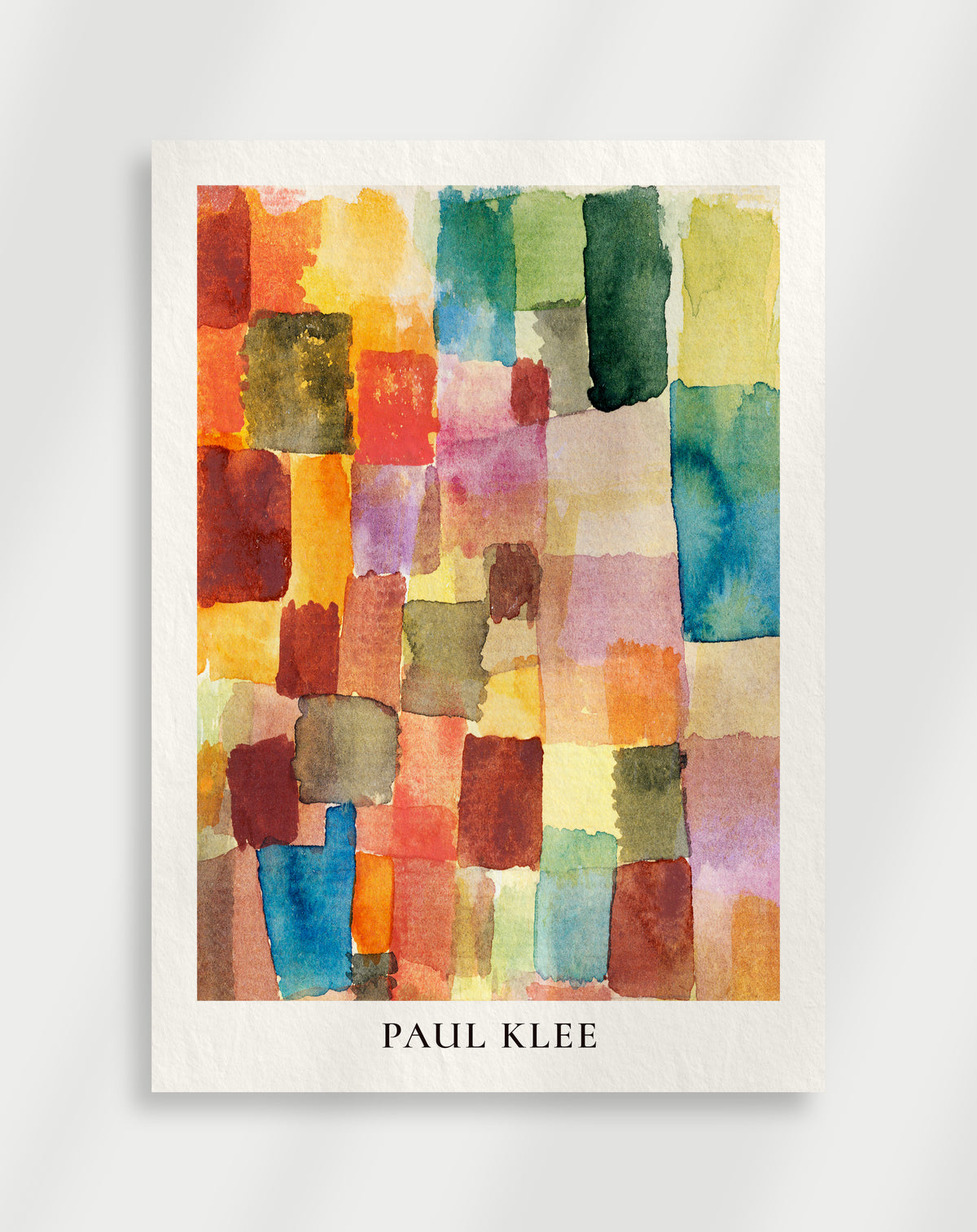 Abstract watercolor patchwork with soft multicolor blocks in modern style