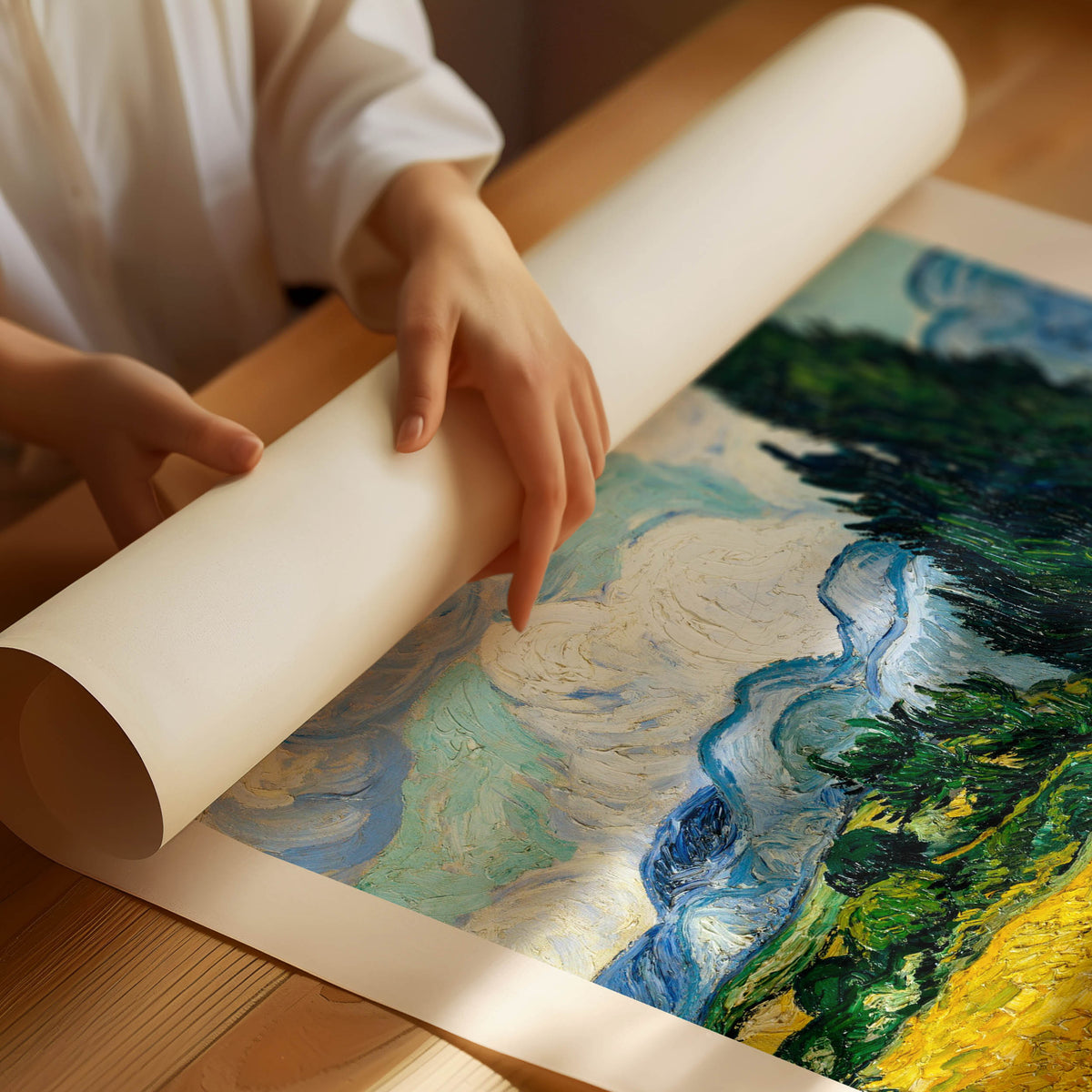 Vincent van Gogh Weizenfeld mit Zypressen-Poster