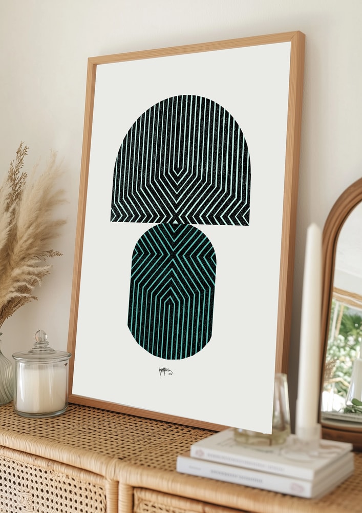 Poster mit gestapelten geometrischen Mustern