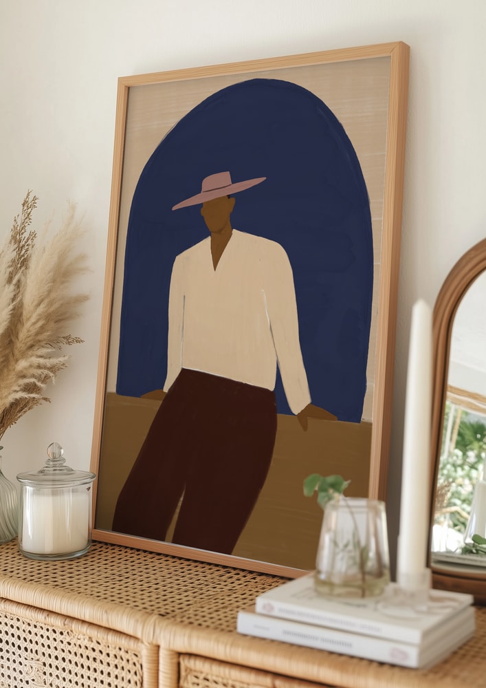 Poster mit Mann im blauen Torbogen