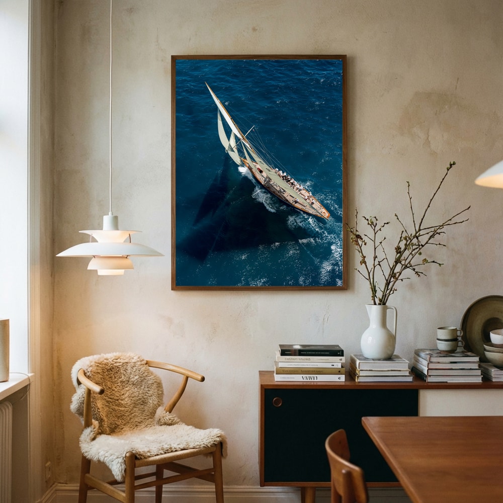 Poster mit majestätischem Segelboot auf dem Ozean