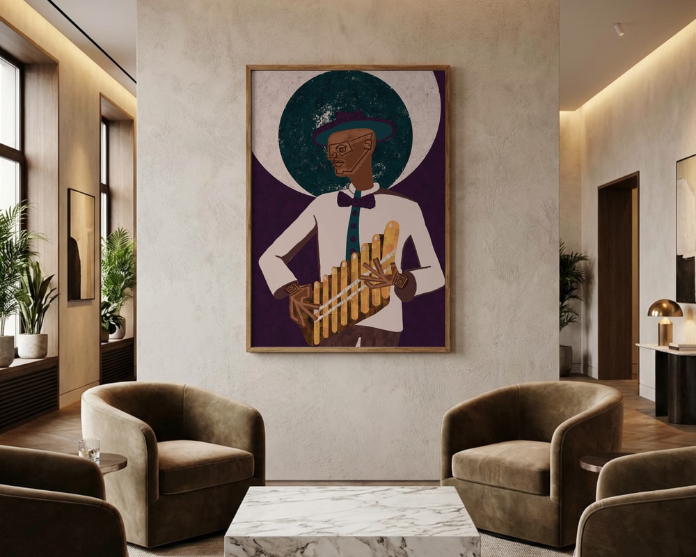 Elegant Pan Flute Player Poster