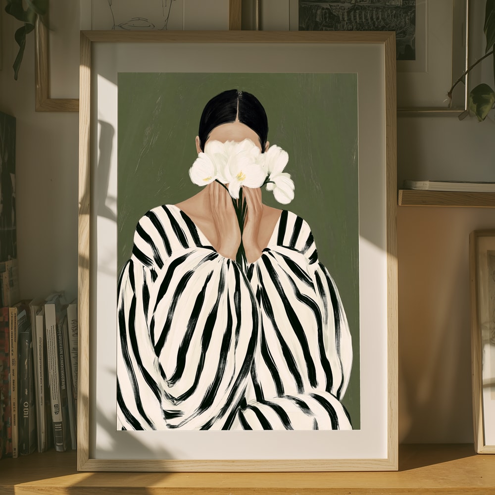 Woman with White Orchids Poster