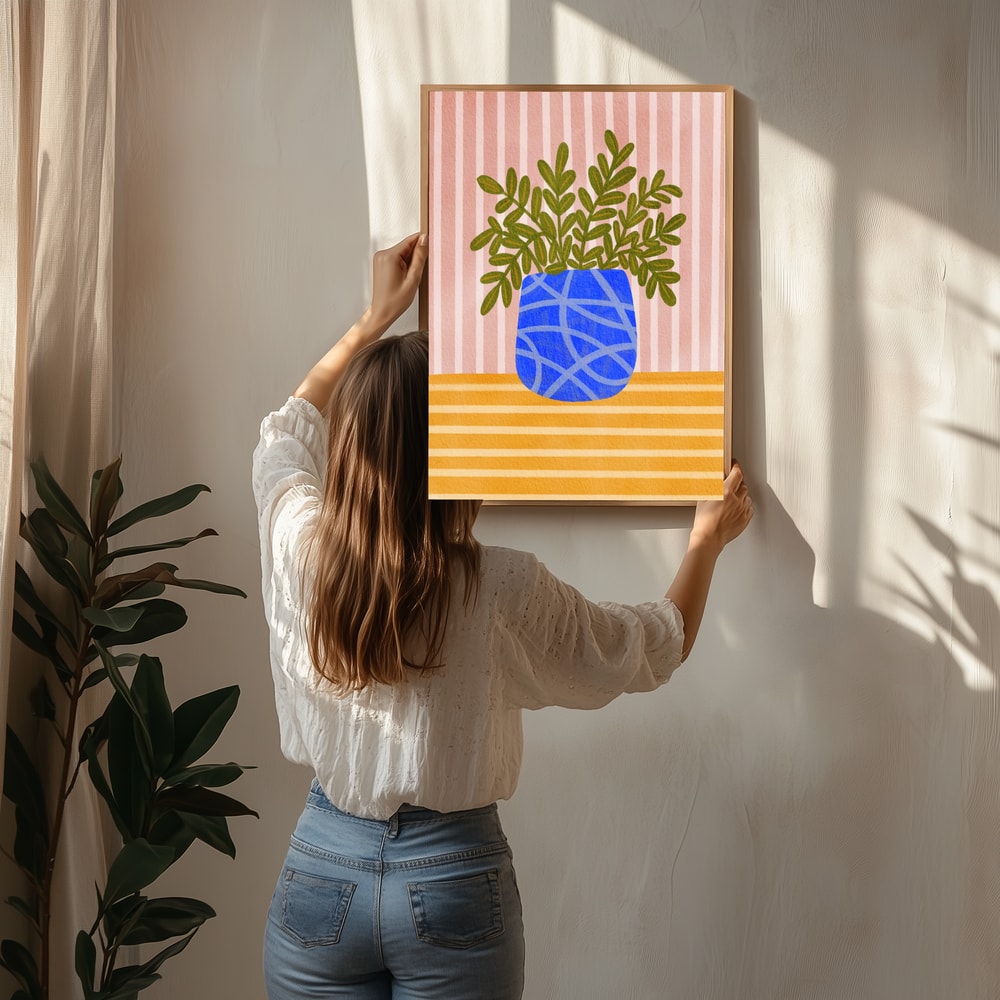 Poster mit einer farbenfrohen Zimmerpflanze