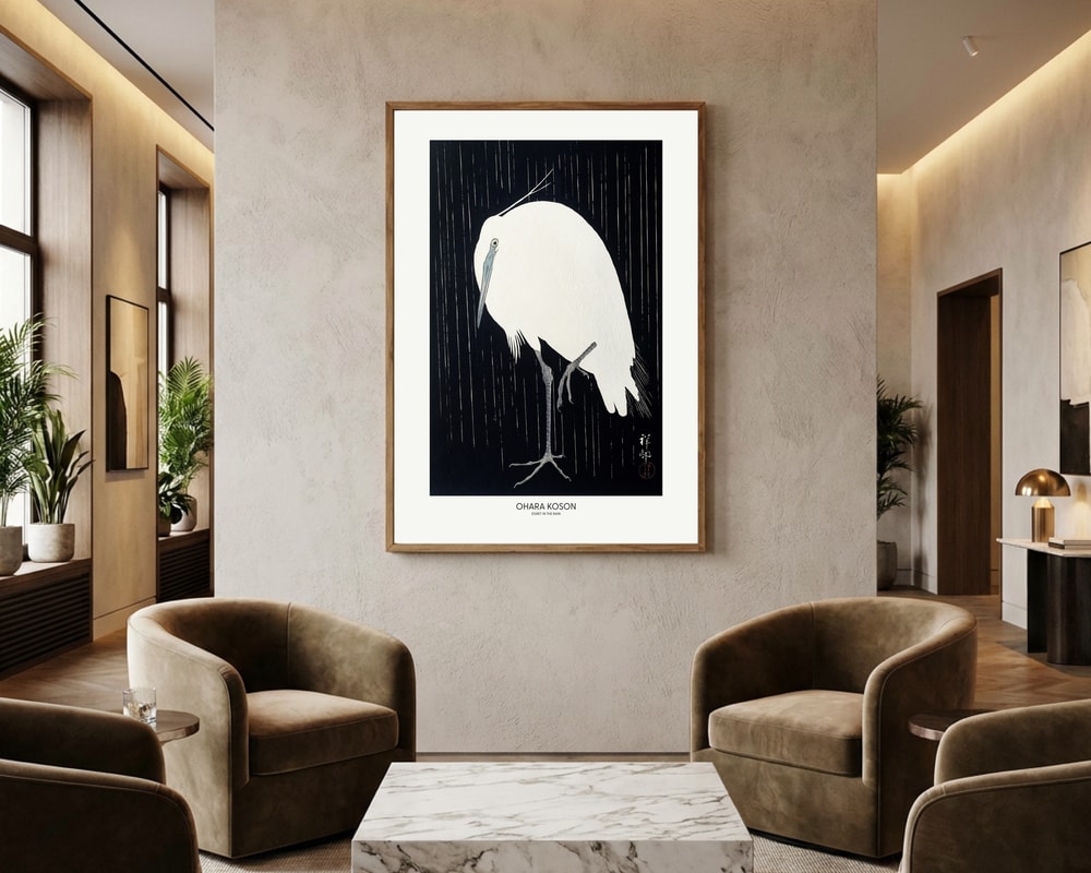 Reiher im Regen Poster