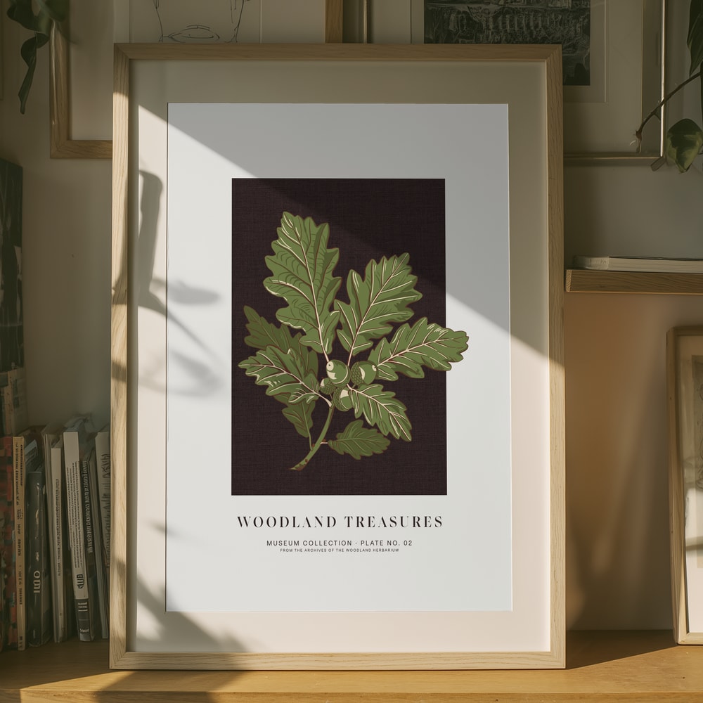 Poster mit Eicheln im Wald