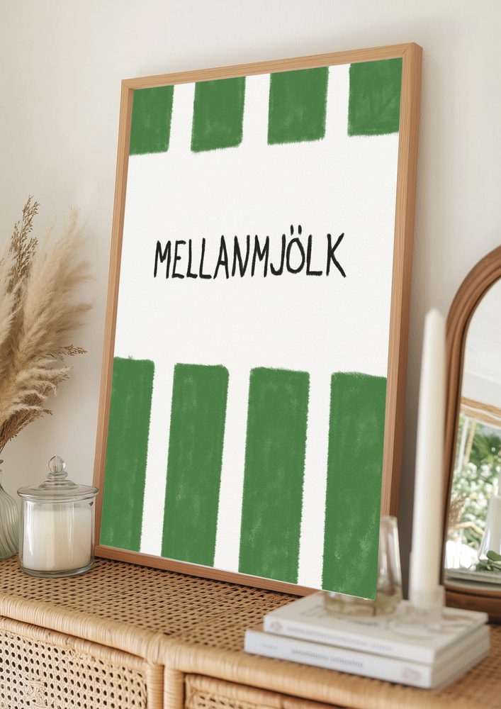 Swedish Milk Green Stripes Poster