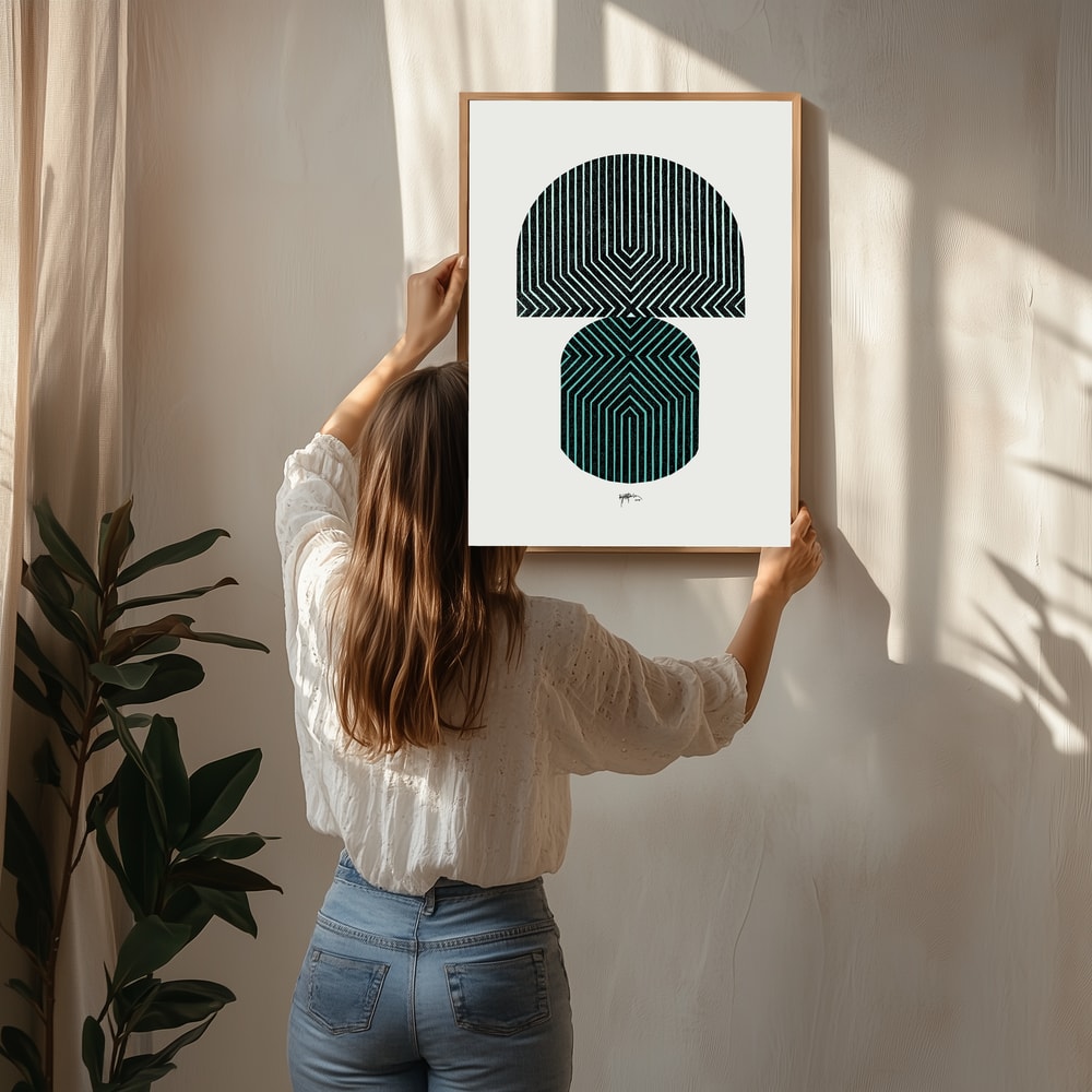 Poster mit gestapelten geometrischen Mustern