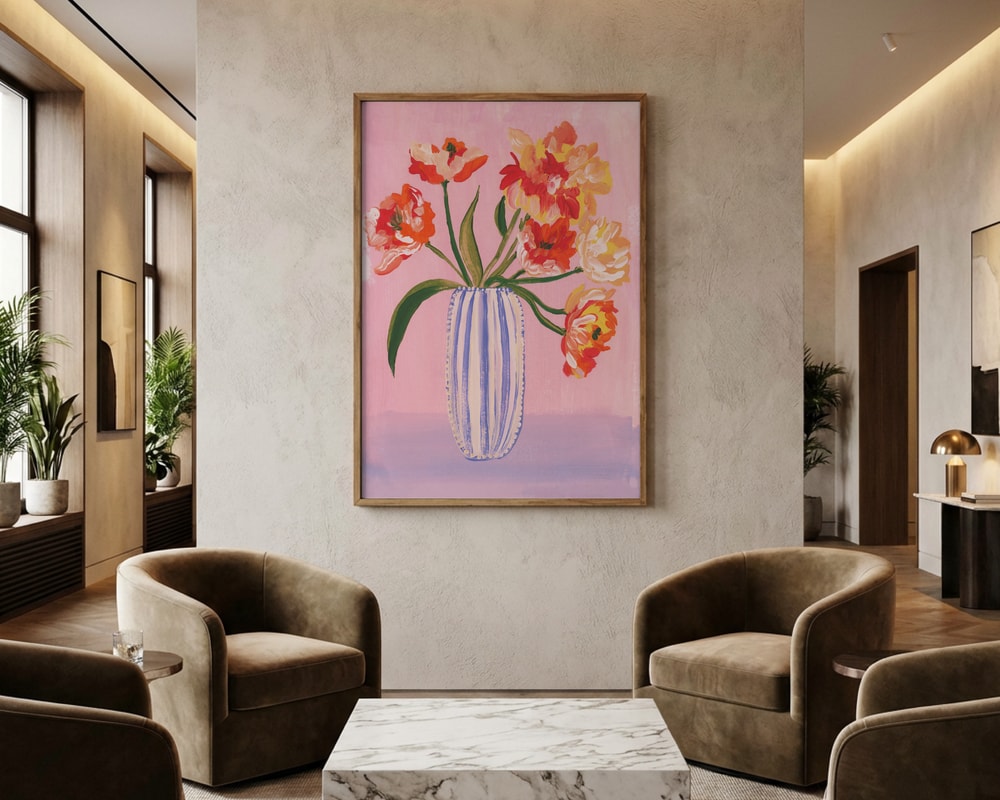 Poster mit leuchtender Tulpenvase