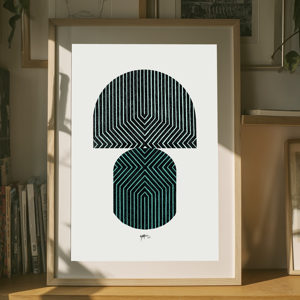 Poster mit gestapelten geometrischen Mustern