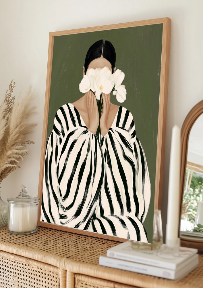 Woman with White Orchids Poster
