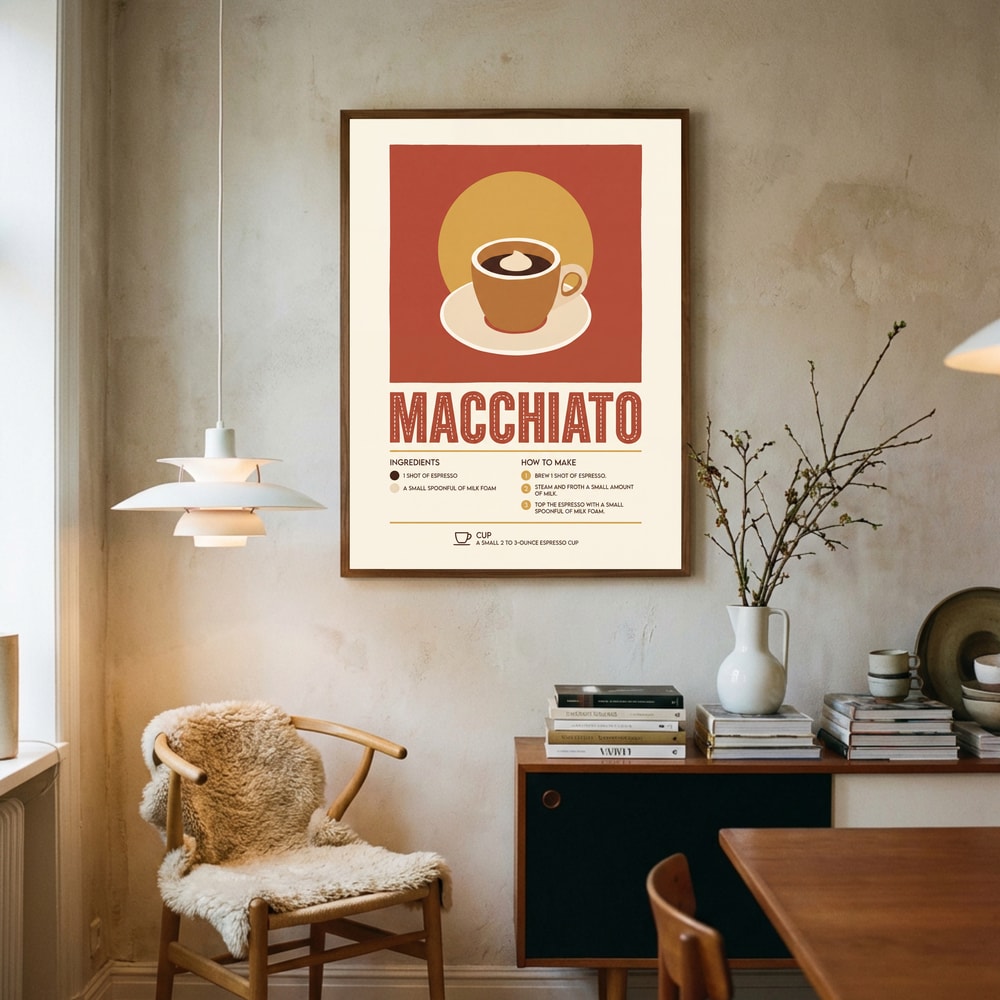 Poster mit klassischem Macchiato-Rezept