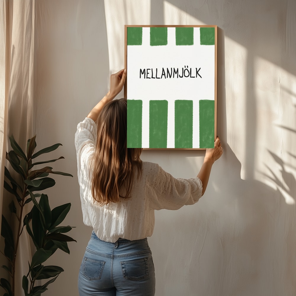 Swedish Milk Green Stripes Poster