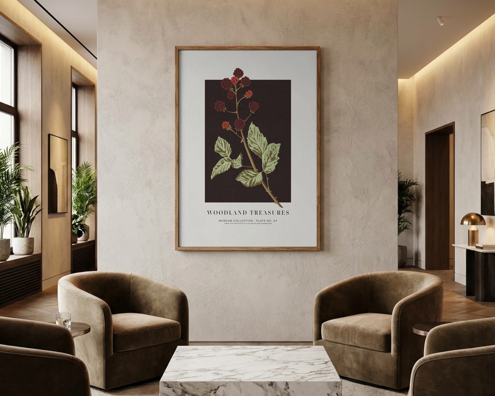 Botanisches Poster mit Wald-Brombeeren