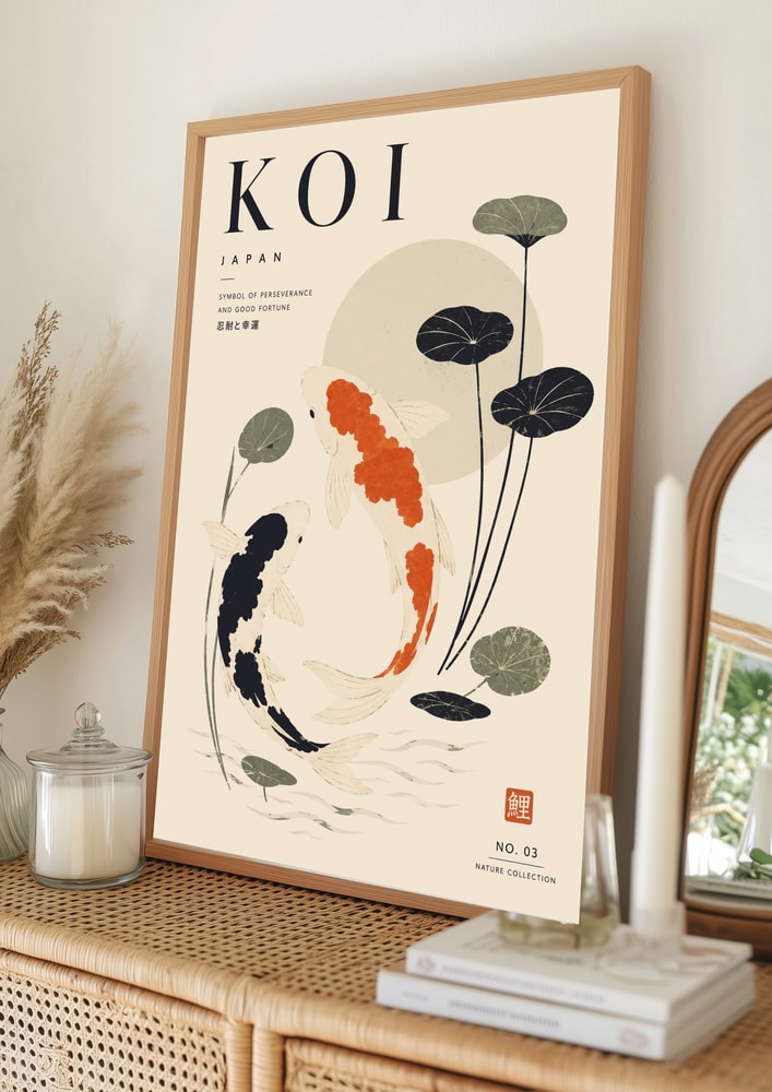 Poster mit schwimmenden japanischen Koi