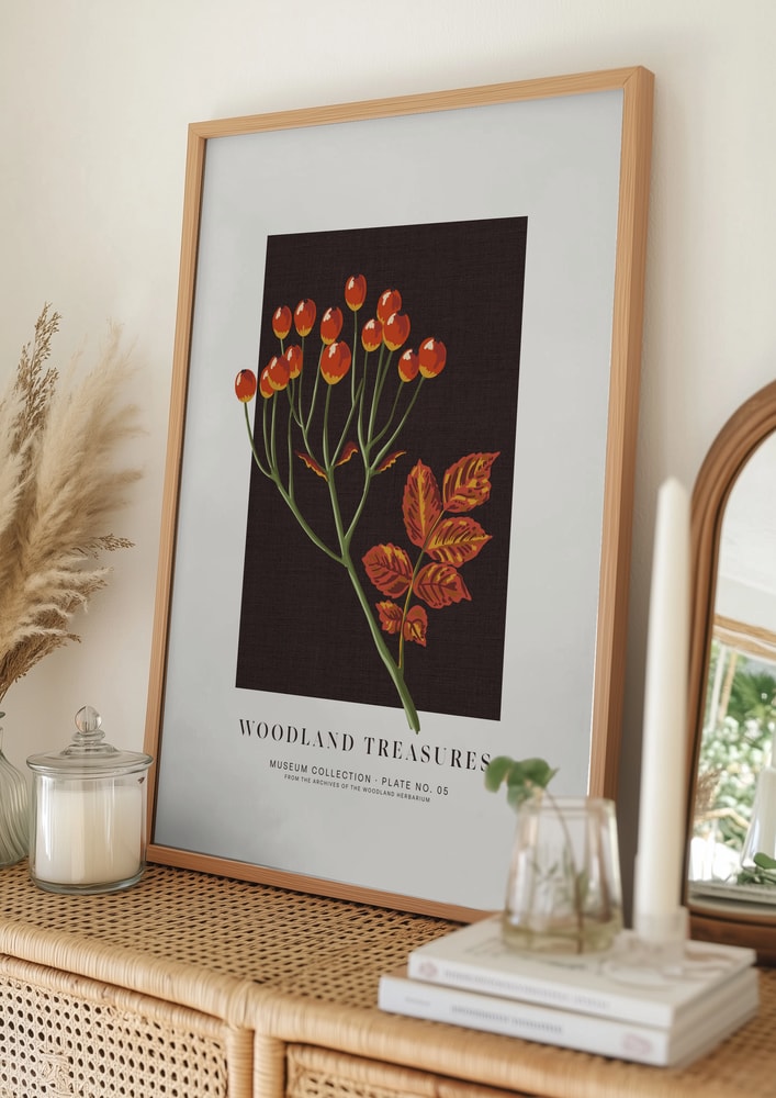 Poster mit herbstlichem Beerenzweig