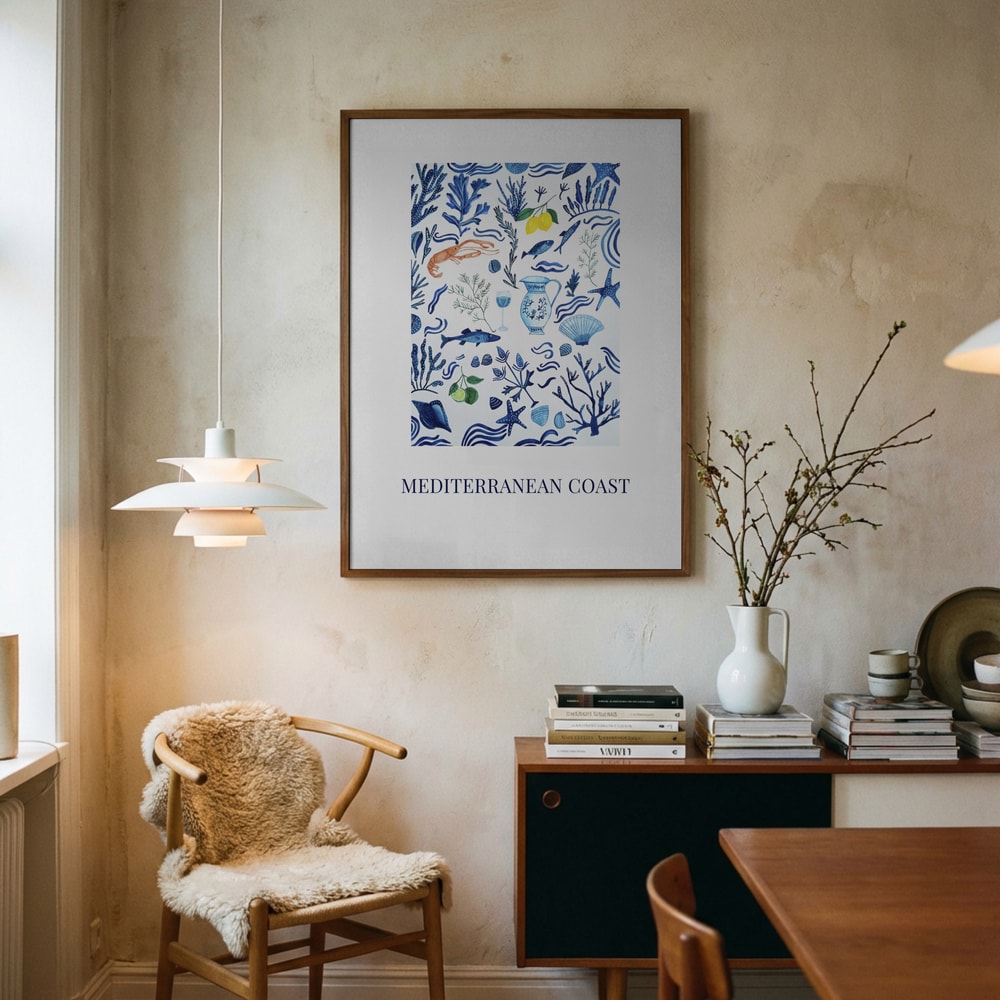 Poster mit mediterranen Schätzen der Küste