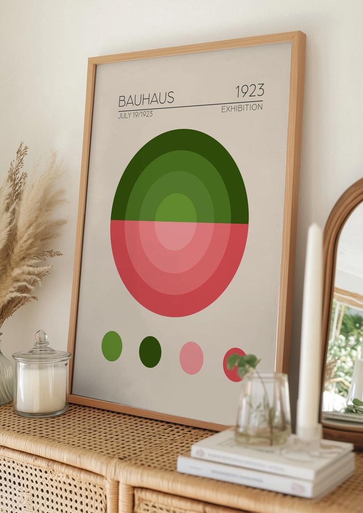 Bauhaus exhibition green pink circle Poster