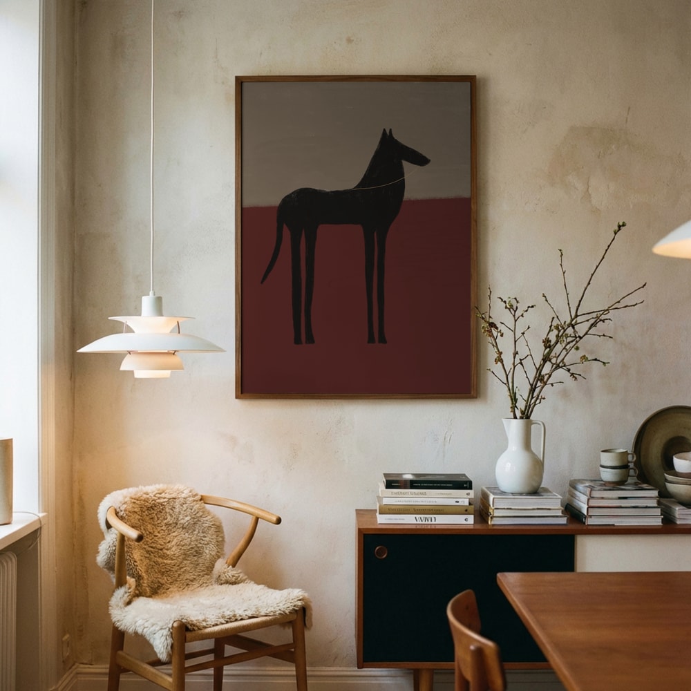 Poster mit abstraktem schwarzem Pferd