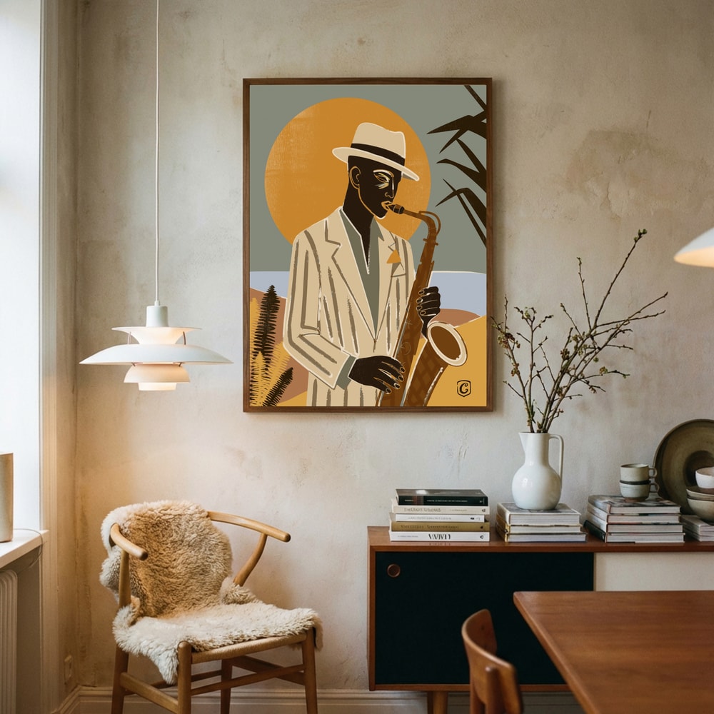 Poster mit coolem Jazz-Sonnenuntergang