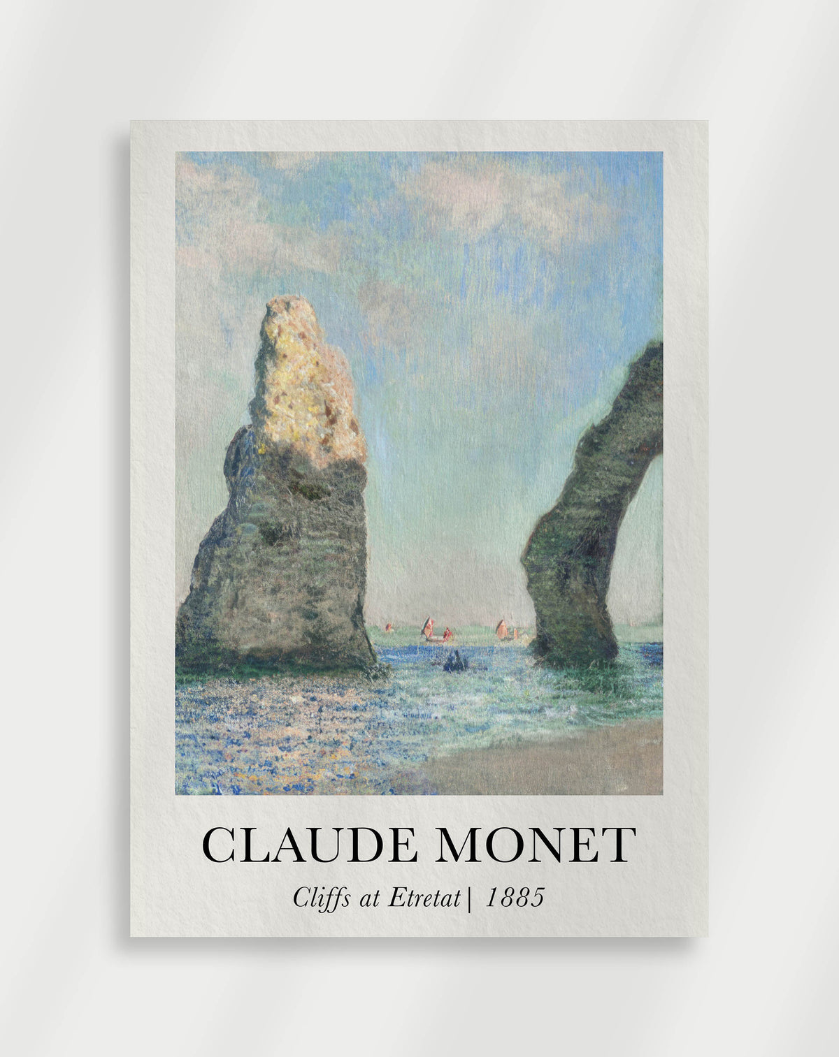 Claude Monet Cliffs at Etretat poster with the needle rock and arch, 1885