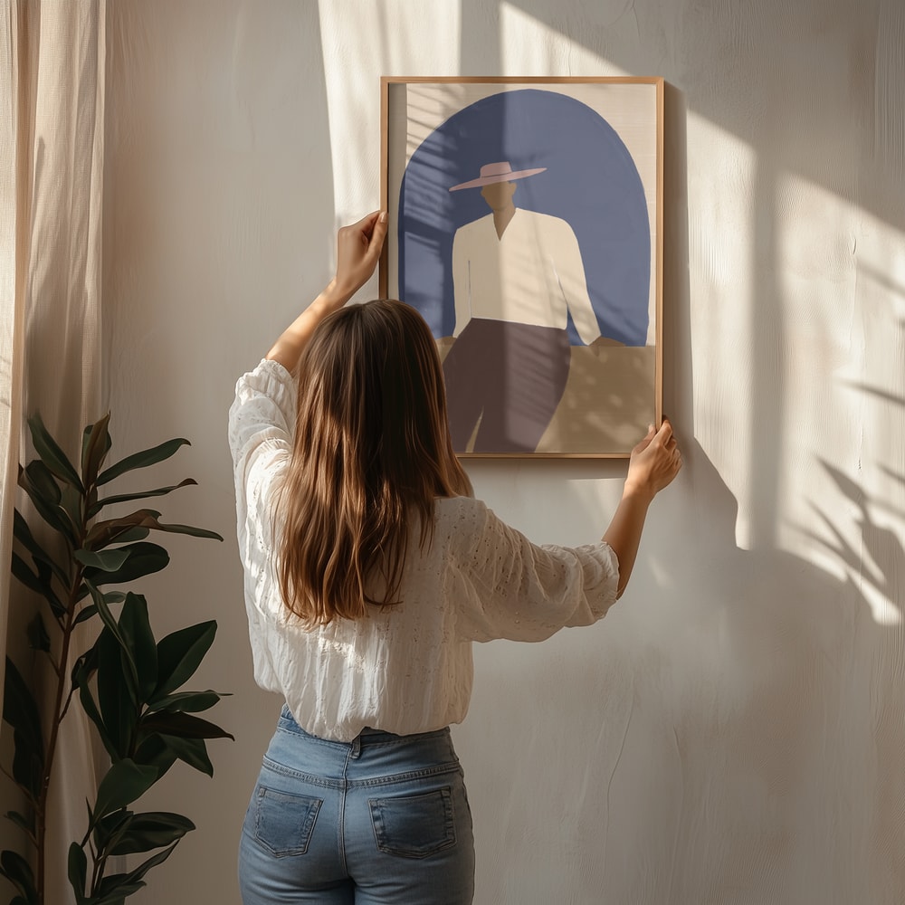 Poster mit Mann im blauen Torbogen