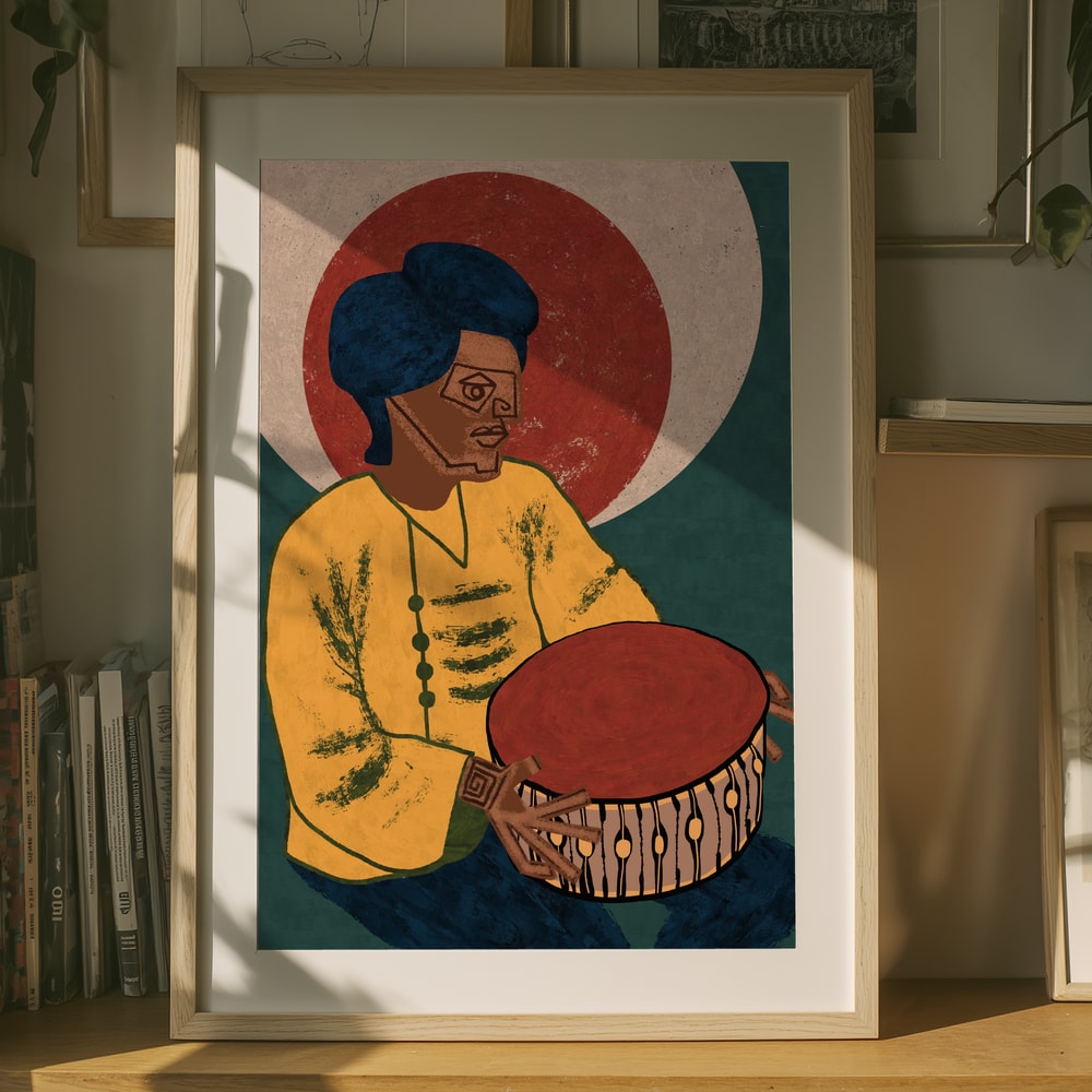 Rhythmic Folk Drummer Poster