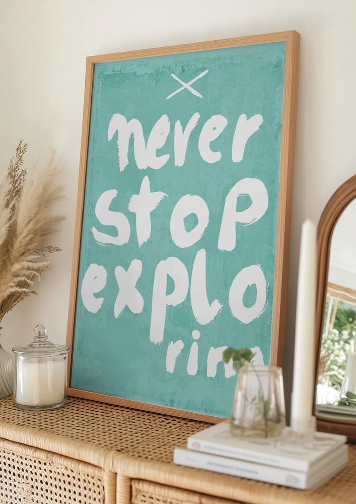 Poster mit „Never Stop Exploring“