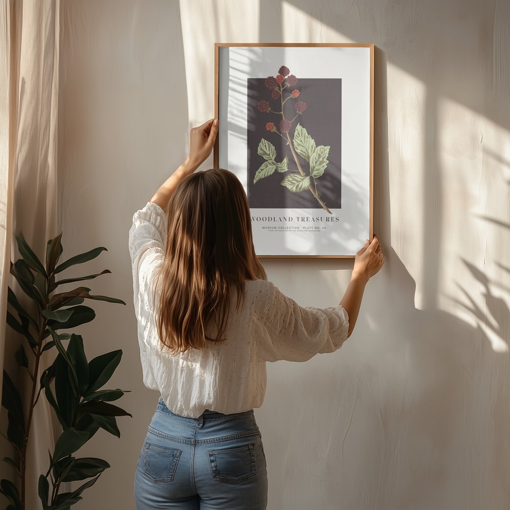 Botanisches Poster mit Wald-Brombeeren