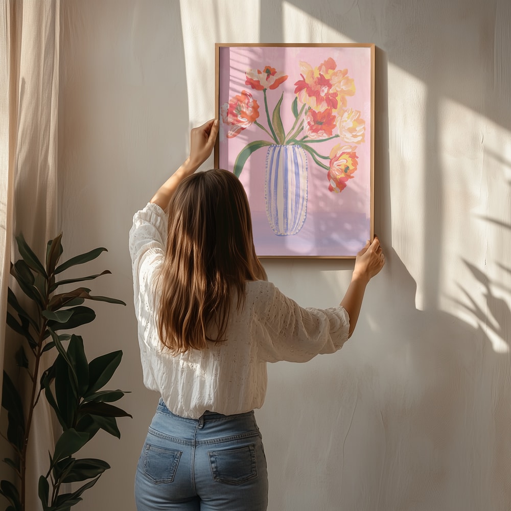 Poster mit leuchtender Tulpenvase