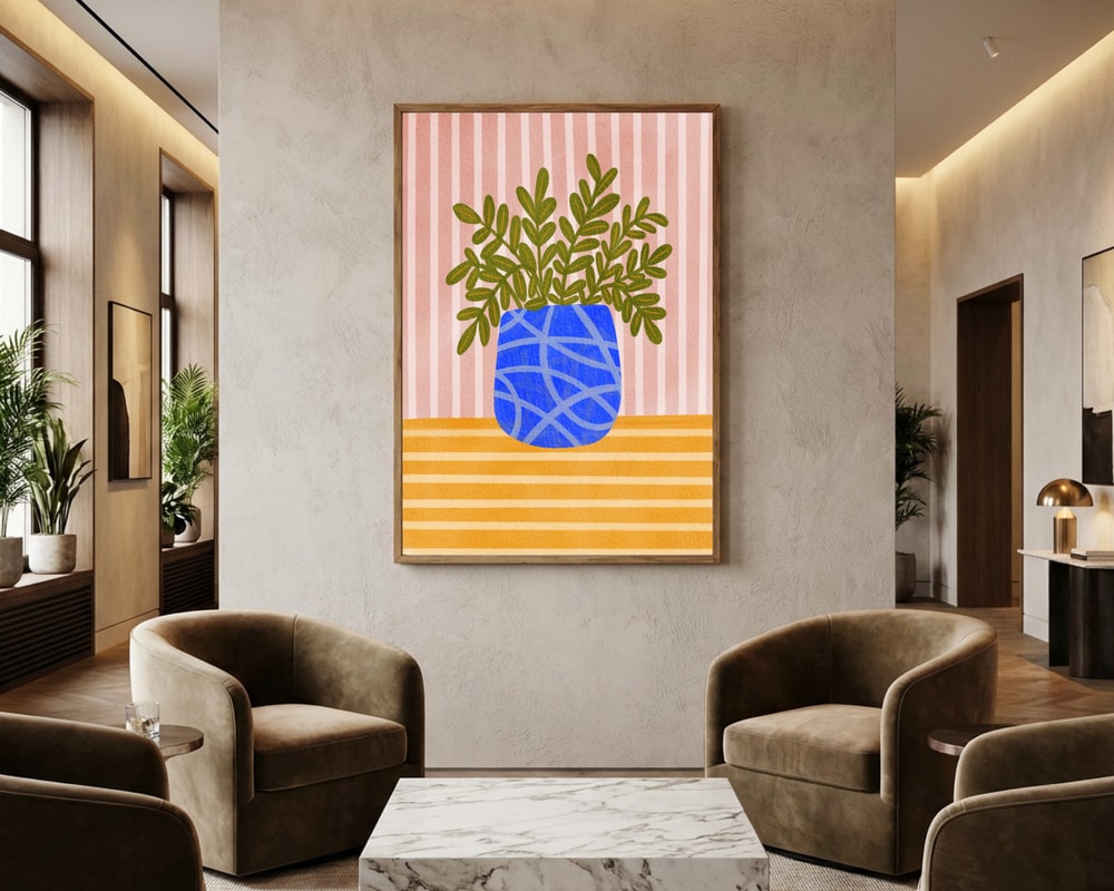 Poster mit einer farbenfrohen Zimmerpflanze
