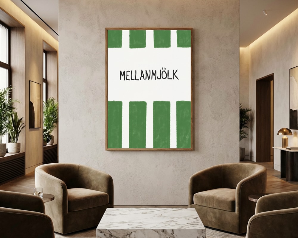 Swedish Milk Green Stripes Poster