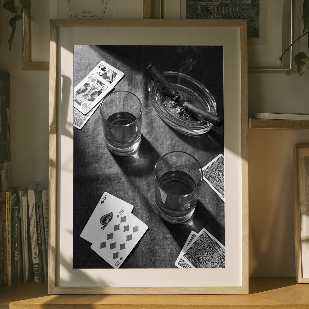Whiskey Cards Cigars Poster
