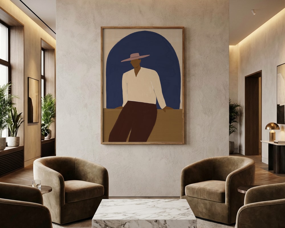 Poster mit Mann im blauen Torbogen