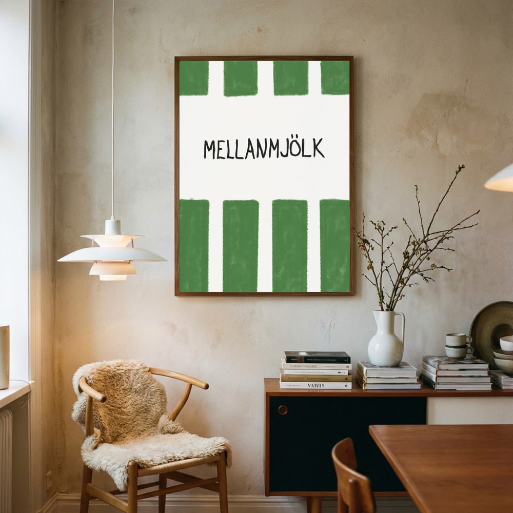 Poster mit schwedischen milchgrünen Streifen