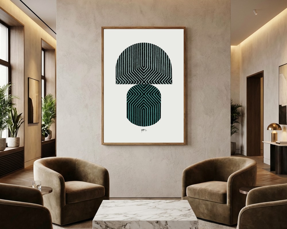 Poster mit gestapelten geometrischen Mustern