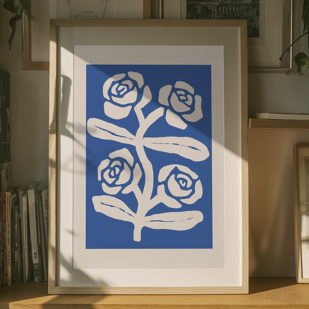 Abstract Blue Roses Poster