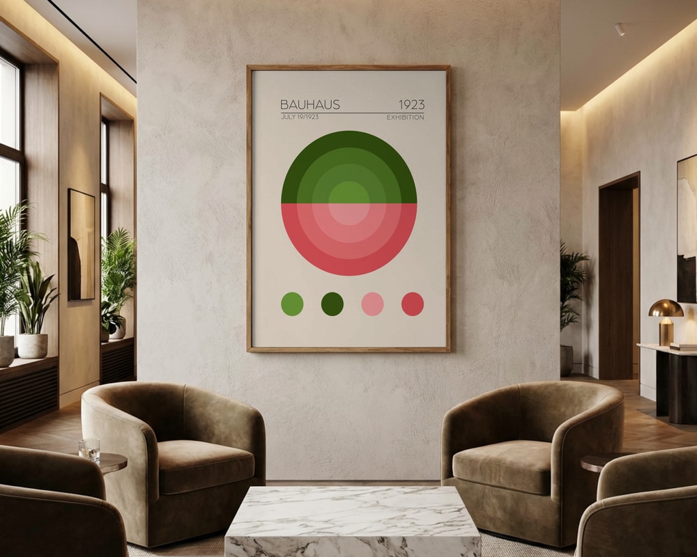 Bauhaus exhibition green pink circle Poster