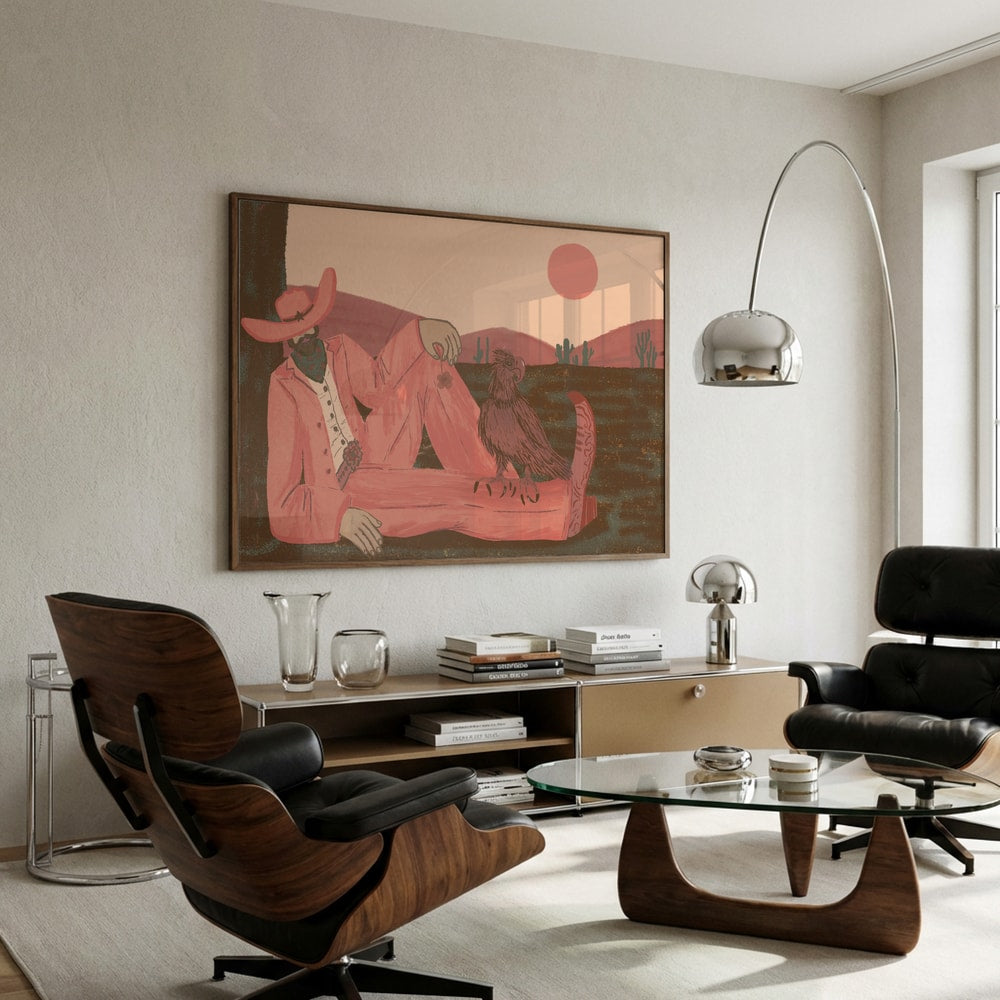 Poster mit dem Wüstenbegleiter des Cowboys