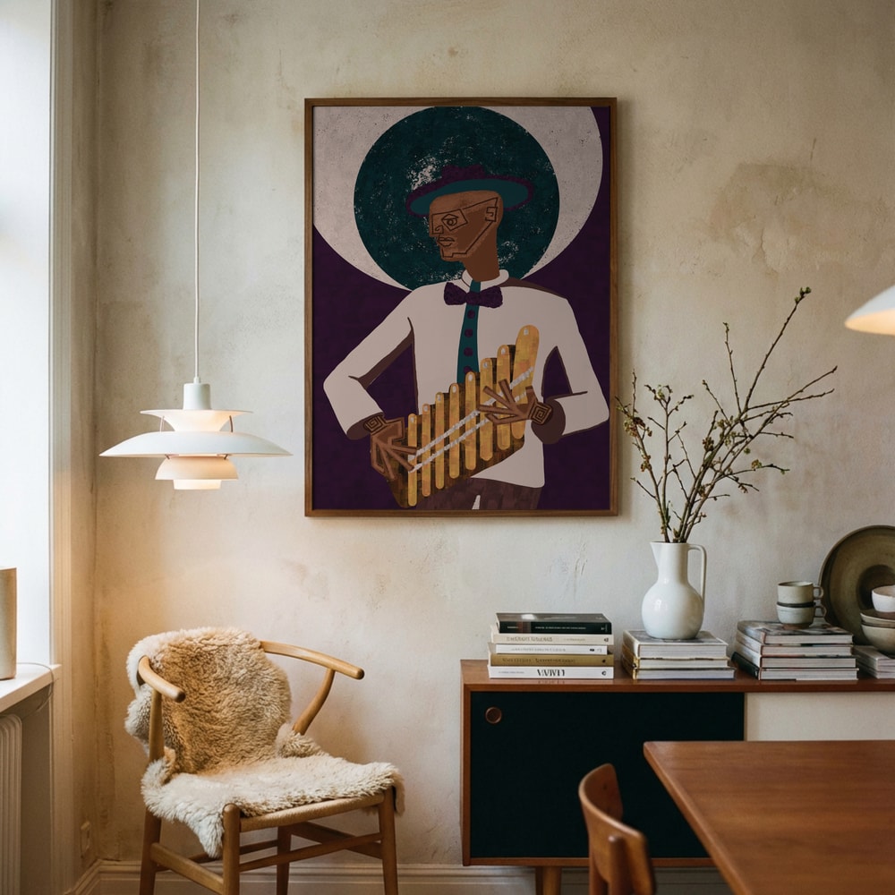 Poster „Eleganter Panflötenspieler“
