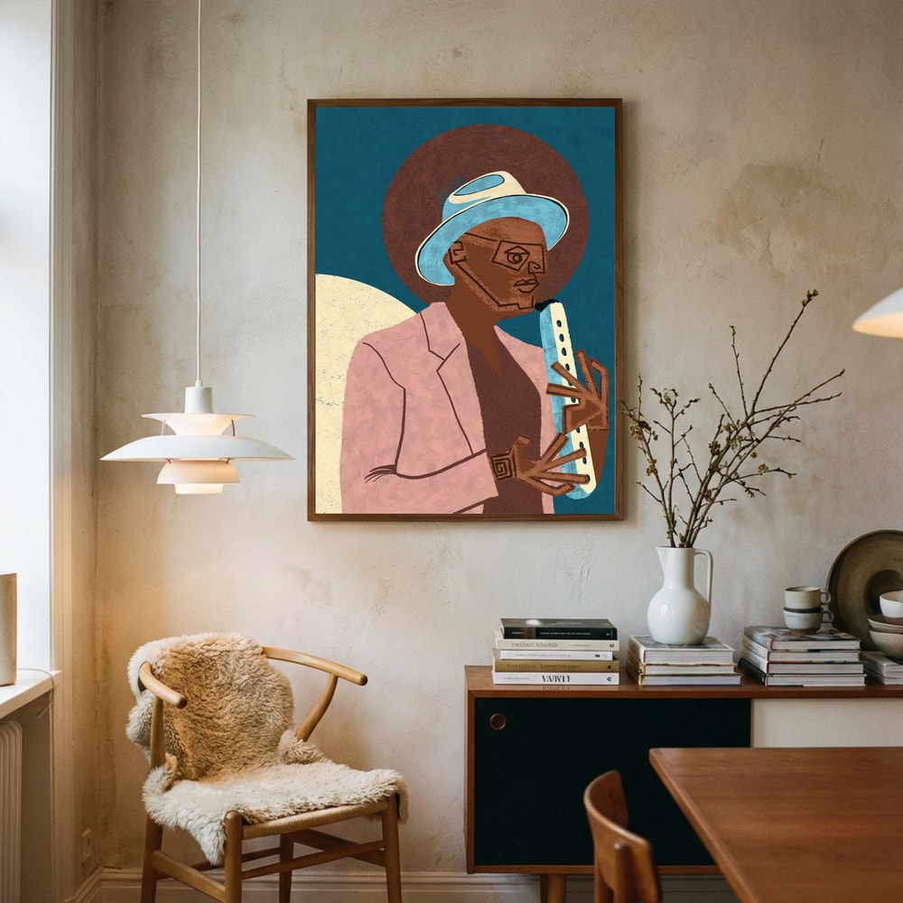 Poster mit stilvollem Jazzmusiker