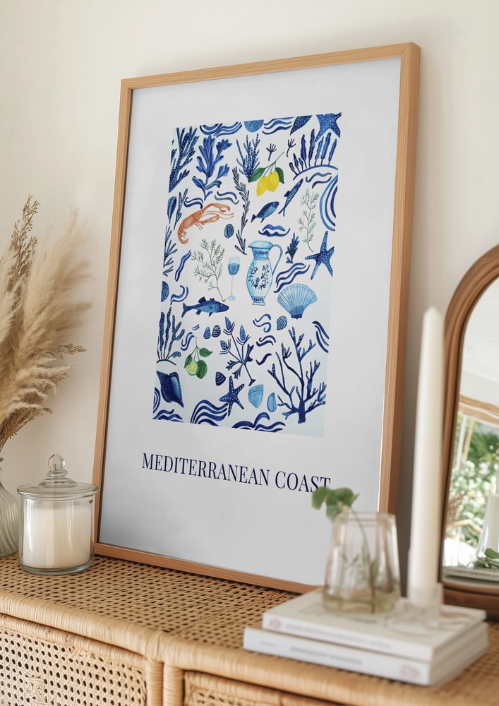 Poster mit mediterranen Schätzen der Küste