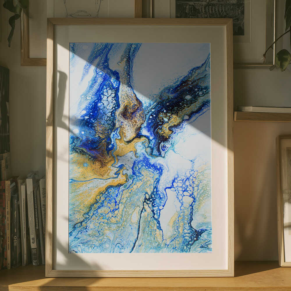 Golden Blue Flow Poster