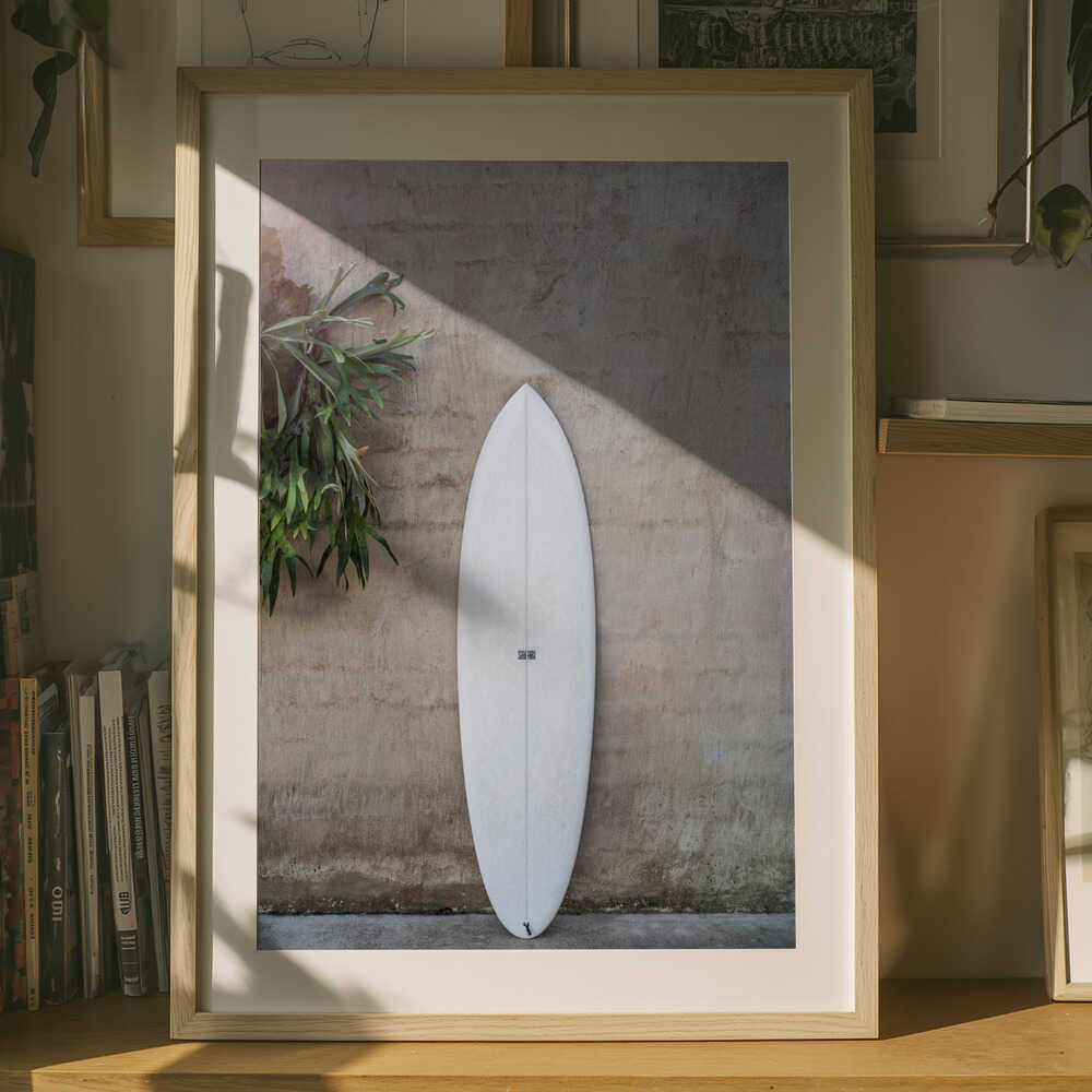 White Surfboard Poster