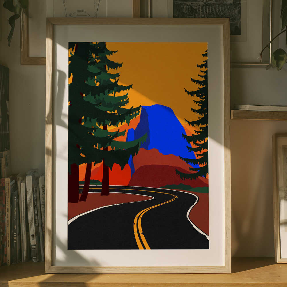 Poster mit der Clacier Road und Half Dome