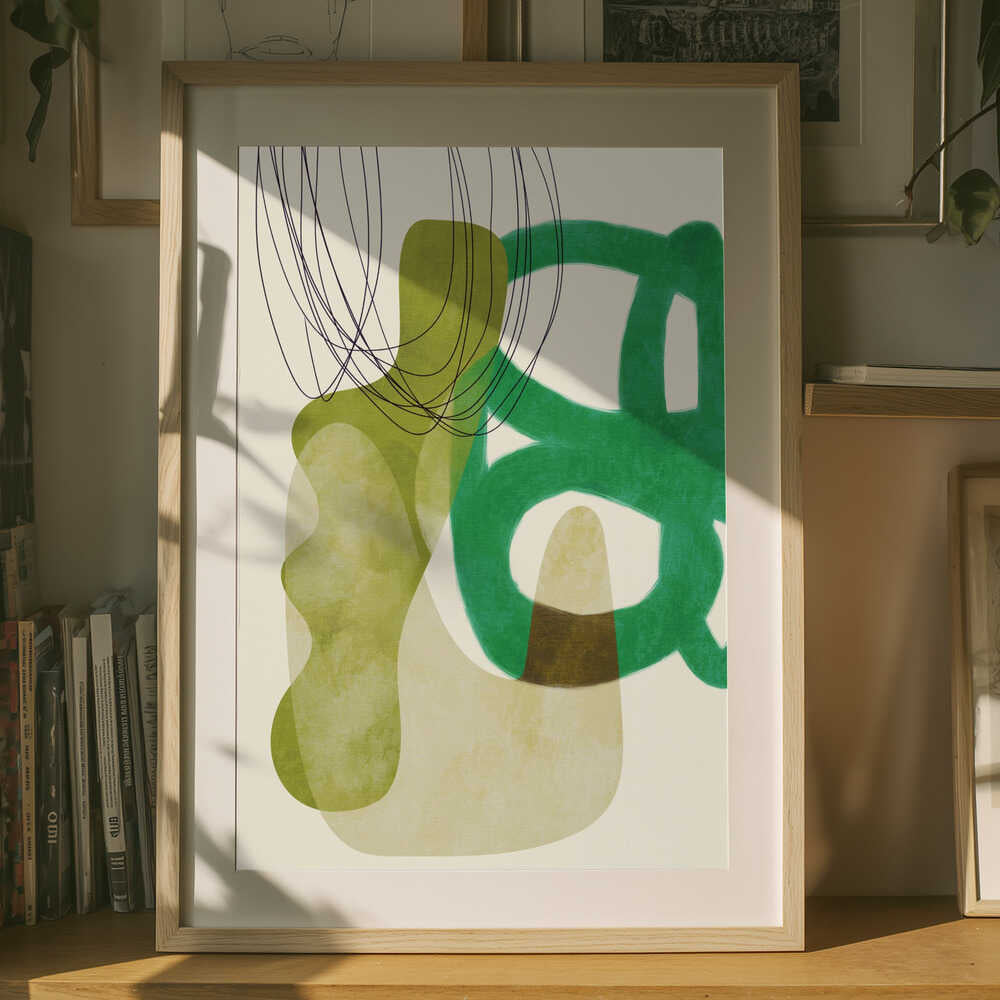 Gemalte Linien Grün Beige Kopie Poster