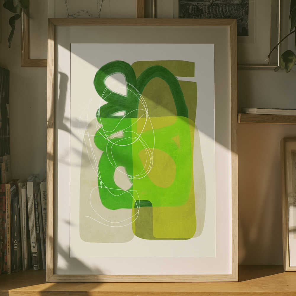Painted Lines Green Tan 4 Kopie Poster
