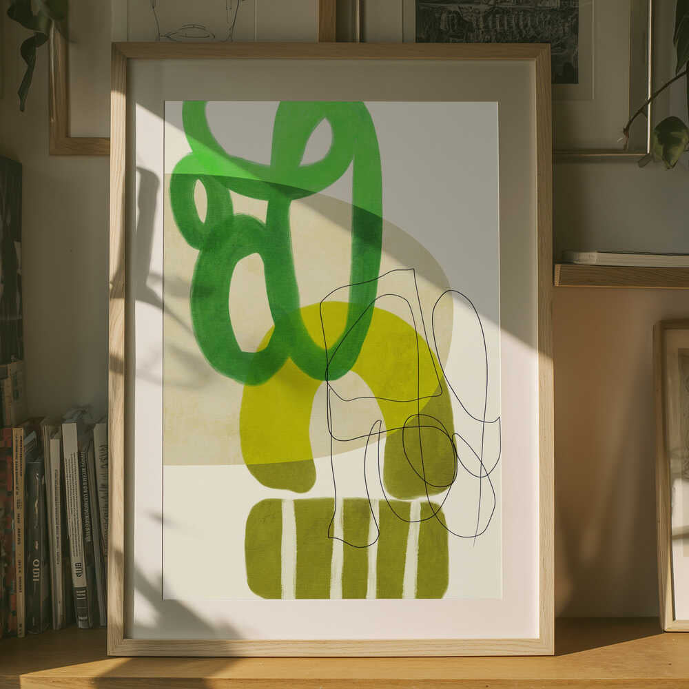 Gemalte Linien Grün Beige 2 Kopie Poster