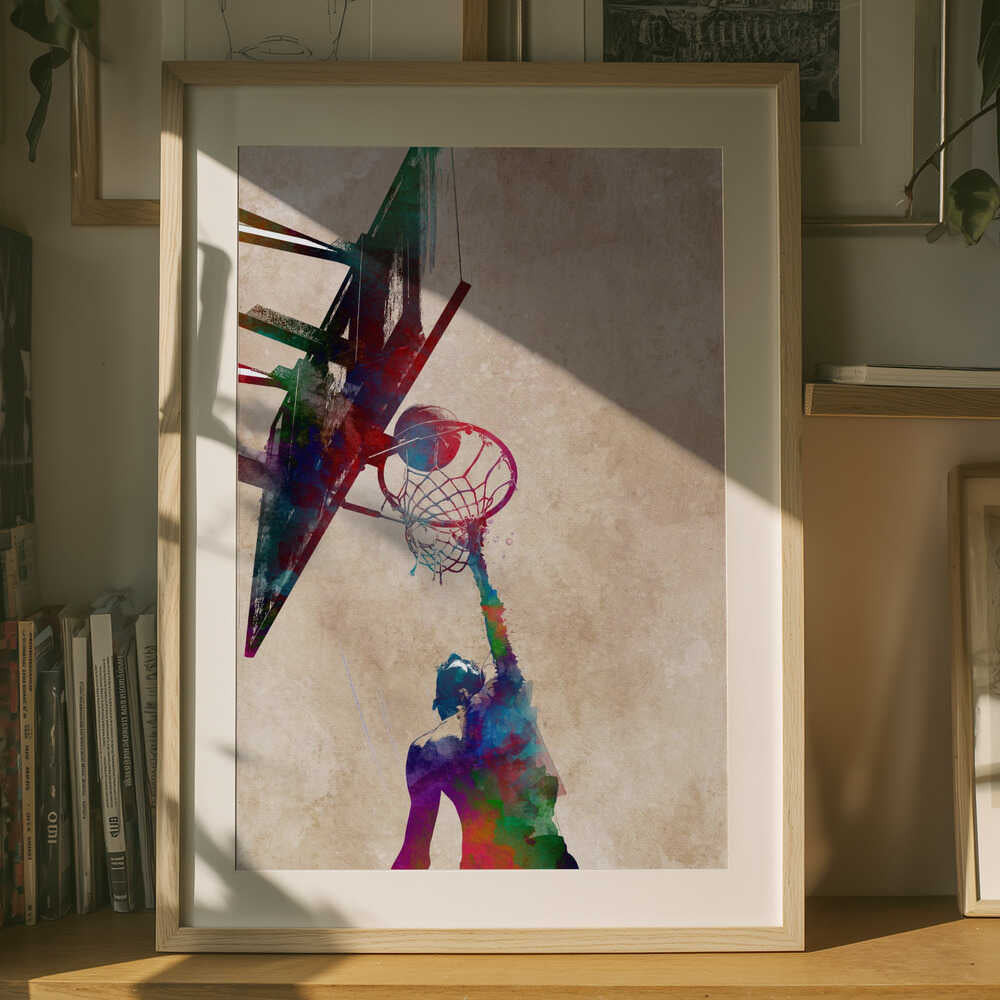 Poster „Bunter Basketball-Dunk“